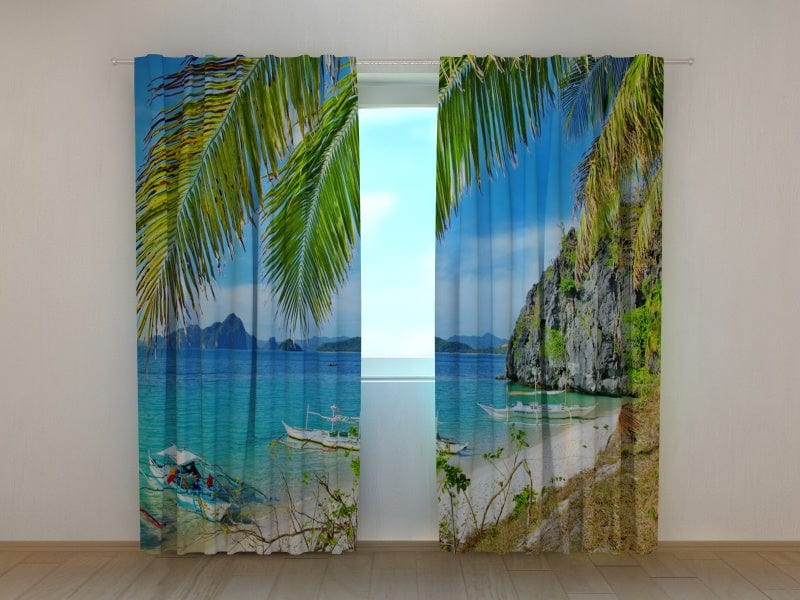 Curtains Tropical coast Tapetenshop.lv
