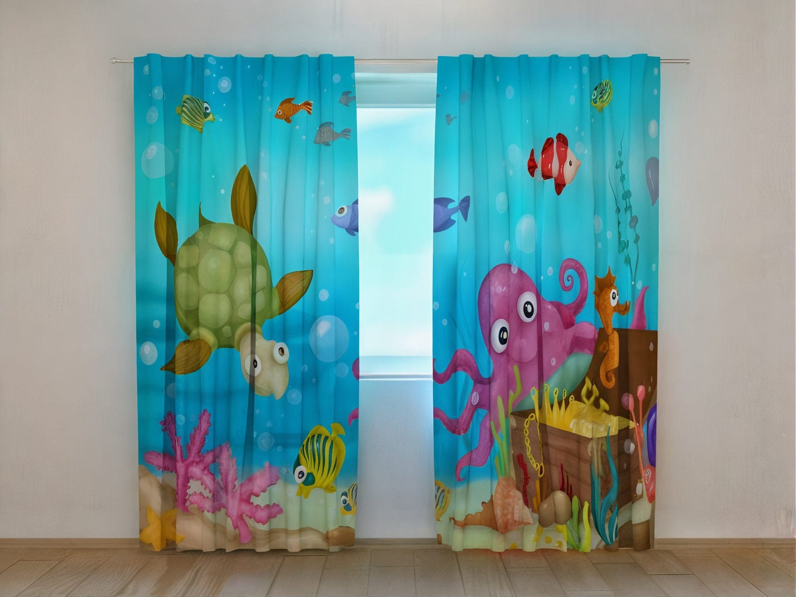 Aizkari bērnu istabai ar zemūdens dzīvi - zeniem un meiteniem Tapetenshop.lv