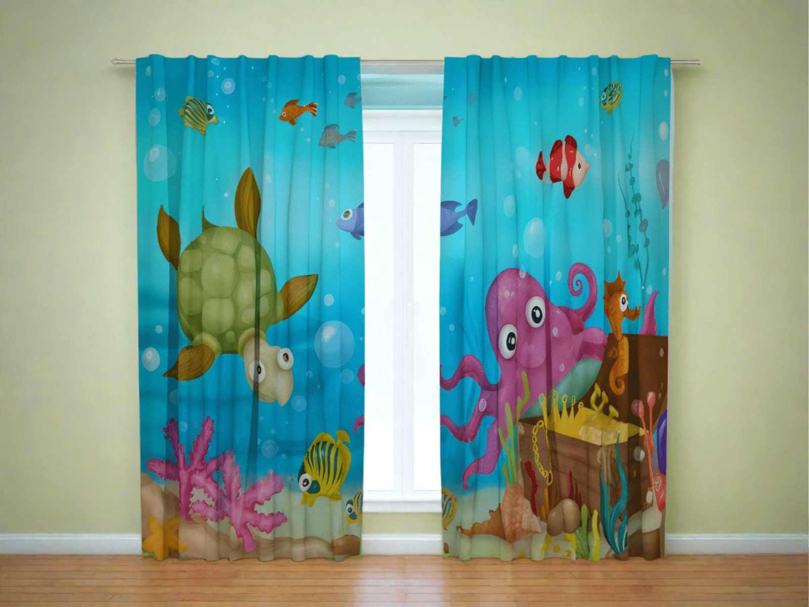 Aizkari bērnu istabai ar zemūdens dzīvi - zeniem un meiteniem Tapetenshop.lv