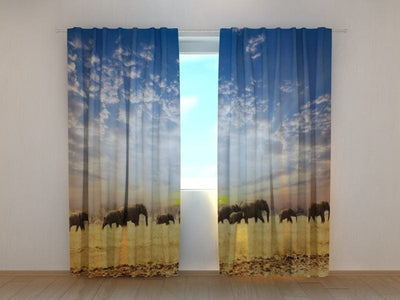 Curtains Elephants in Savanna Tapetenshop.lv