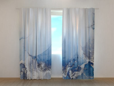 Curtains Blue marble with silver Tapetenshop.lv