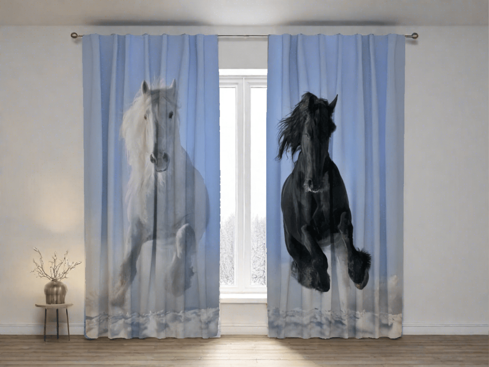 Aizkari ar zirgiem piešķir mājoklim unikālu un mājīgu atmosfēru Tapetenshop.lv