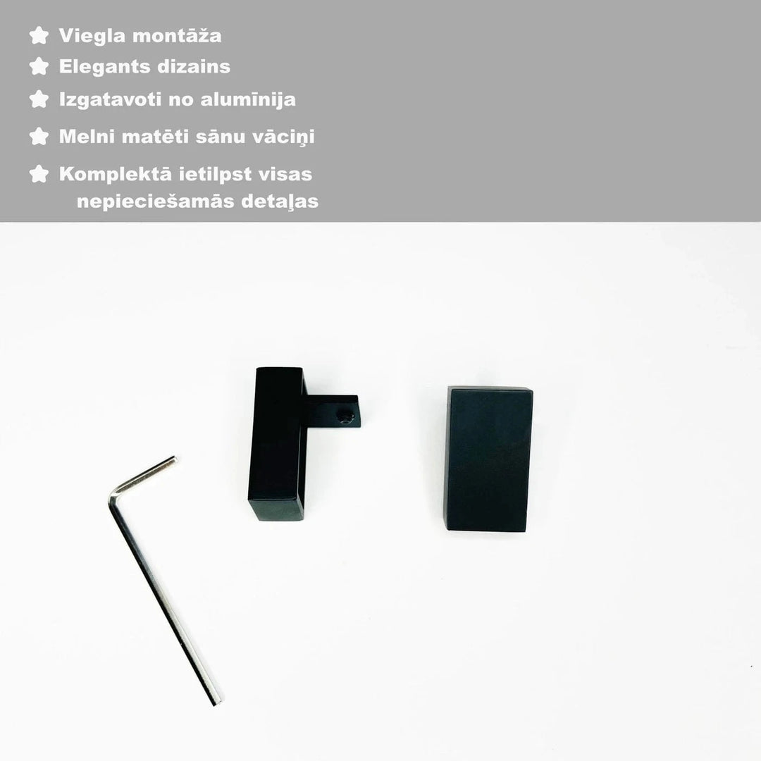 Aizkaru alumīnija karnīze, 2 sliedes, melnā, pie sienas, ar āķiem Home Trends
