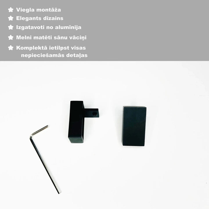 Aizkaru alumīnija karnīze, 2 sliedes, melnā, pie sienas, ar āķiem Home Trends