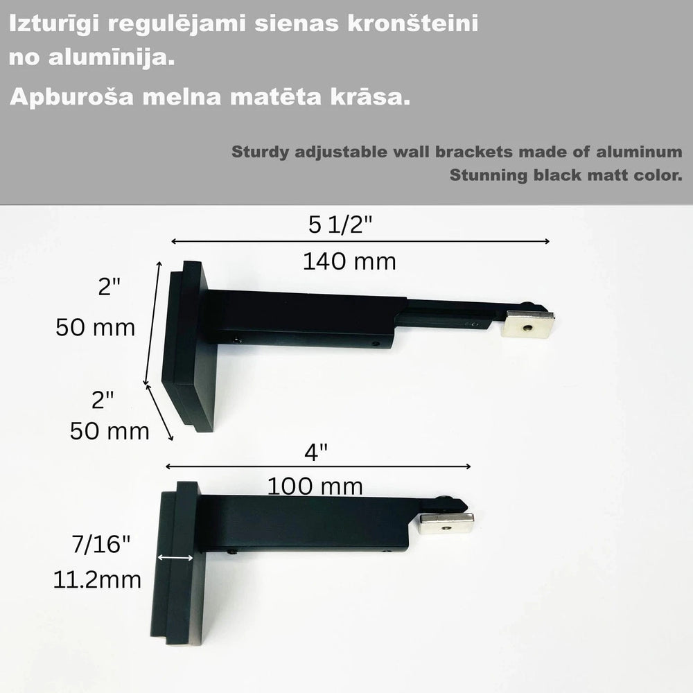Aizkaru alumīnija karnīze melnā krāsā, stiprinājums pie sienas Home Trends