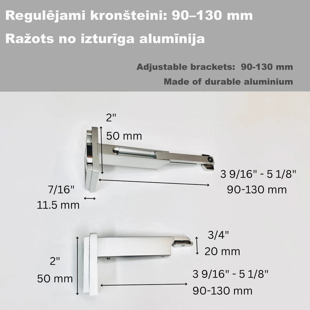 Aizkaru alumīnija karnīze, sudrabā krāsā, pie sienas (komplekts) Home Trends
