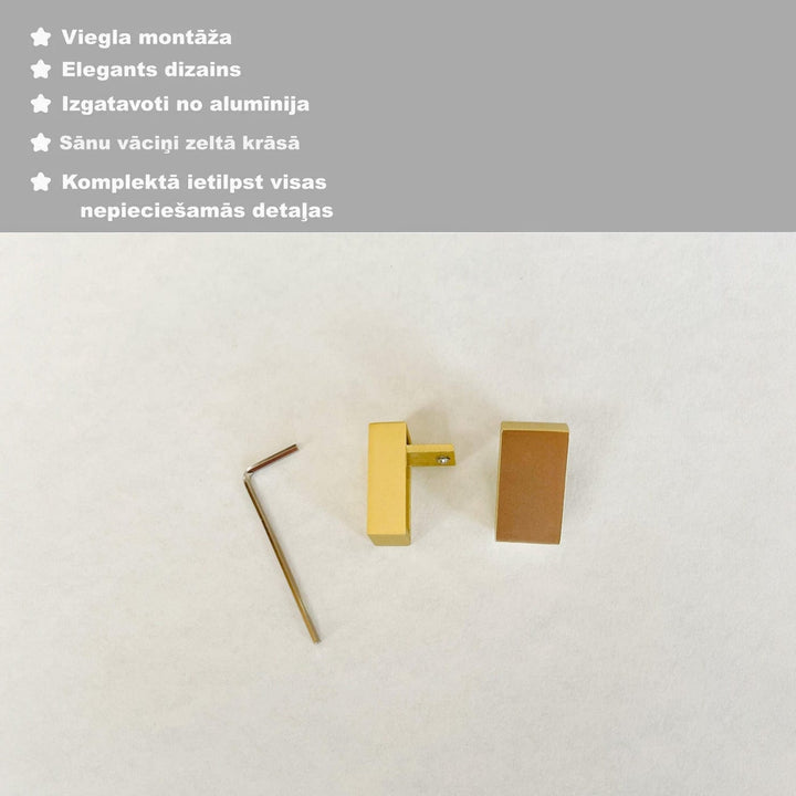 Aizkaru karnīze pie sienas (alumīnijs, zeltā krāsā) – Pilns komplekts Digital Textile XL