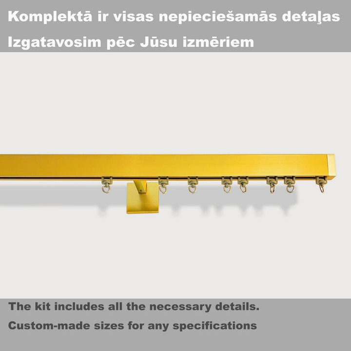 Aizkaru karnīze pie sienas (alumīnijs, zeltā krāsā) – Pilns komplekts Digital Textile XL