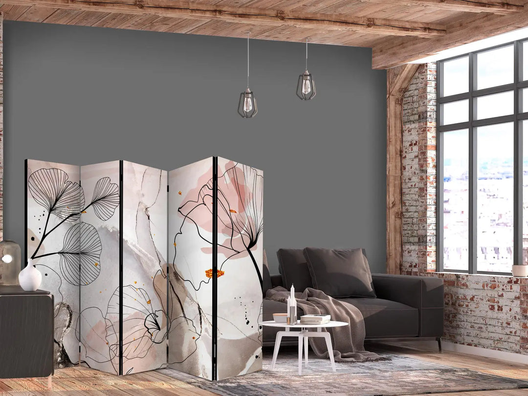 Istabas aizslietnis ar līniju mākslu / abstraktu motīvu (225x172 cm) ART XL