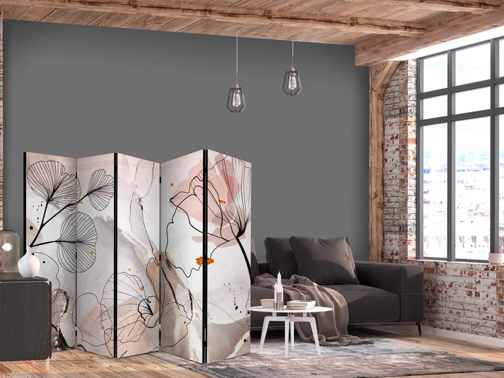 Istabas aizslietnis ar līniju mākslu / abstraktu motīvu (225x172 cm) ART XL