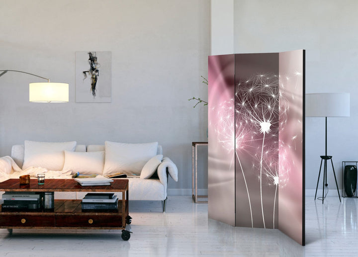 Aizslietnis ar pienenēm uz violeta fona, 135x172 cm ART