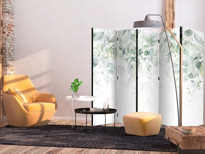 Room divider - with green leaves - Gentle touch of nature, 136157, 225x172 cm ART