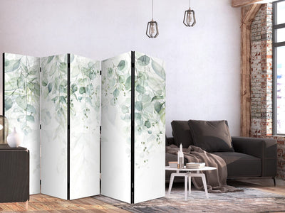 Room divider - with green leaves - Gentle touch of nature, 136157, 225x172 cm ART