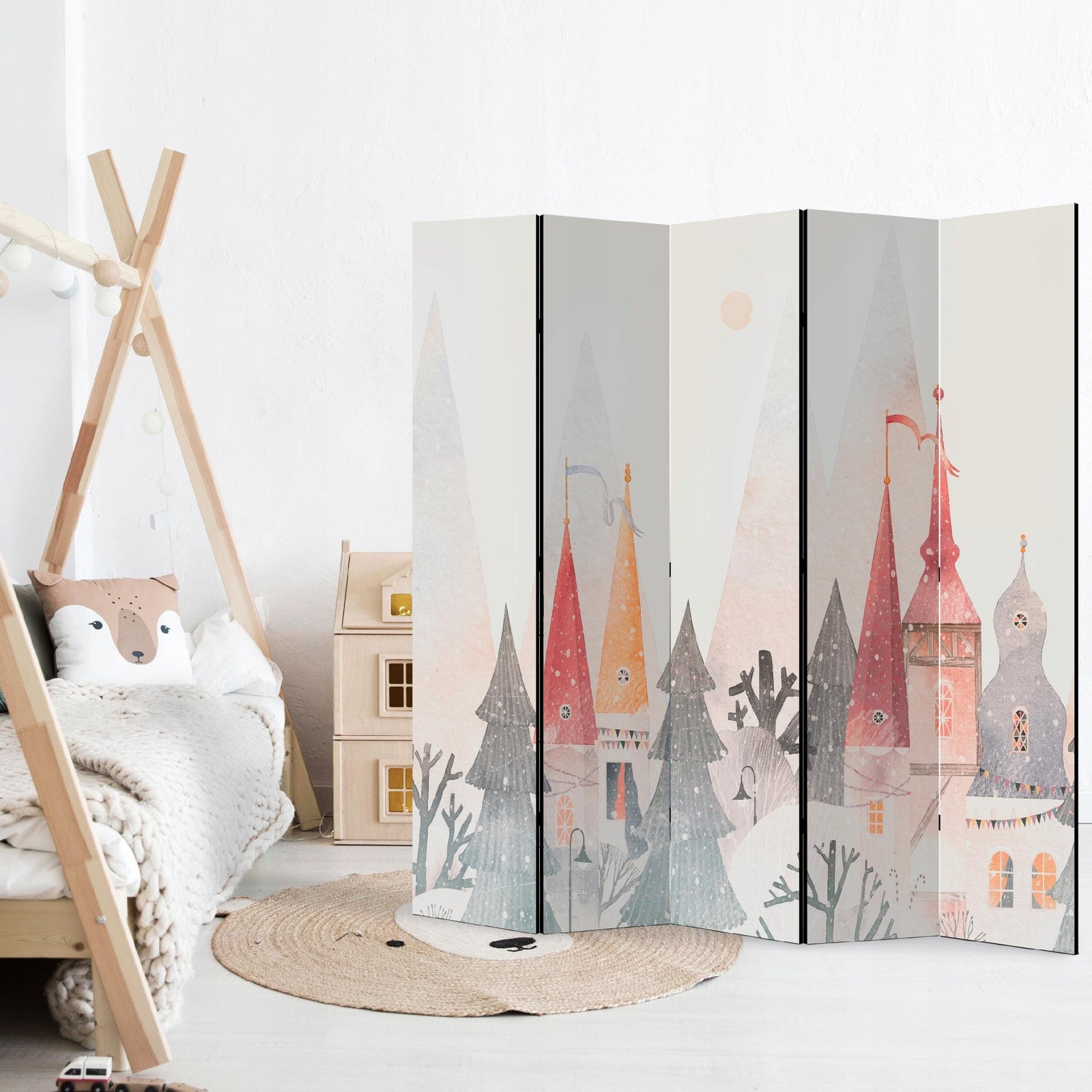 Aizslietnis bērnistabai, divpusējs, 225x172, Ziemas pasaku pilsēta L-ART