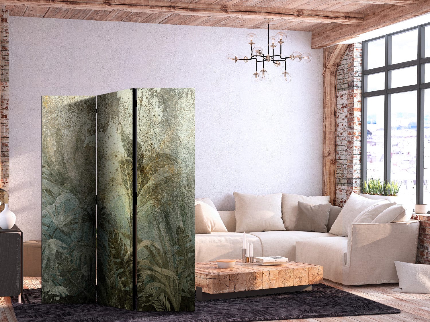 Aizslietnis - Eksotiskais tropu mežs dabiski zaļās krāsās, 135x172 cm ART