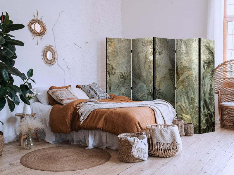 Širma, kambarių pertvara - Egzotiškas atogrąžų miškas, natūralios žalios spalvos, 151417, 225x172 cm ART