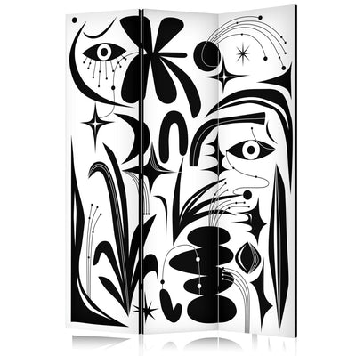 Vahesein, ruumi eraldaja - must, geomeetrilised ja lillelised kujundid, 150870, 135x172 cm ART