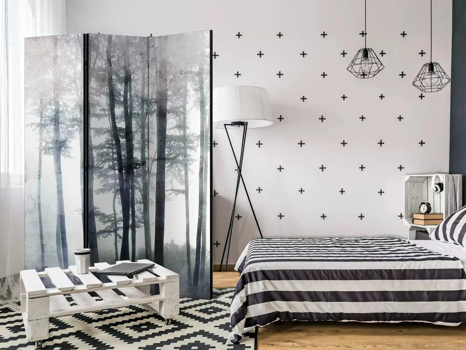 Aizslietnis - Miglains mežs - zaļos toņos, 138108: 135x172 cm ART