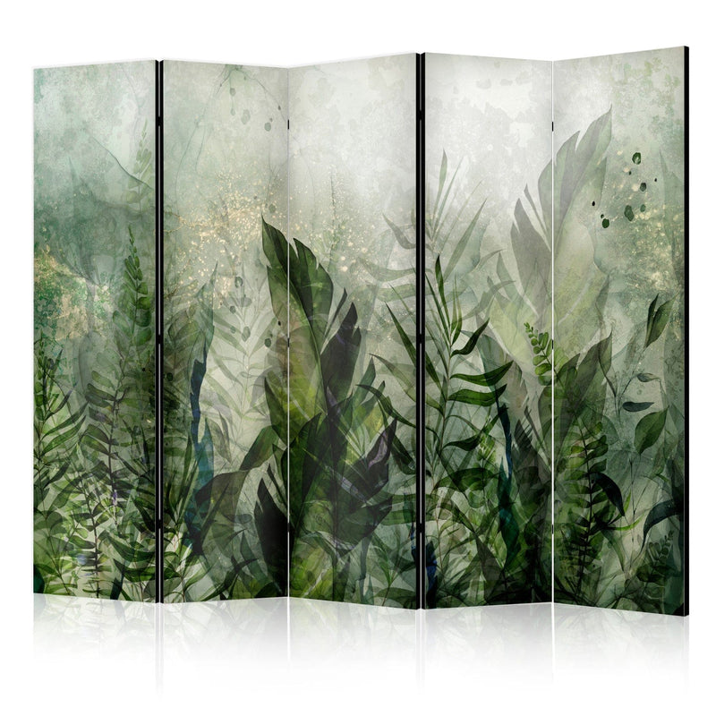 Room divider - Morning Dew - composition with leaves on green background, 150957, 225x172 cm ART