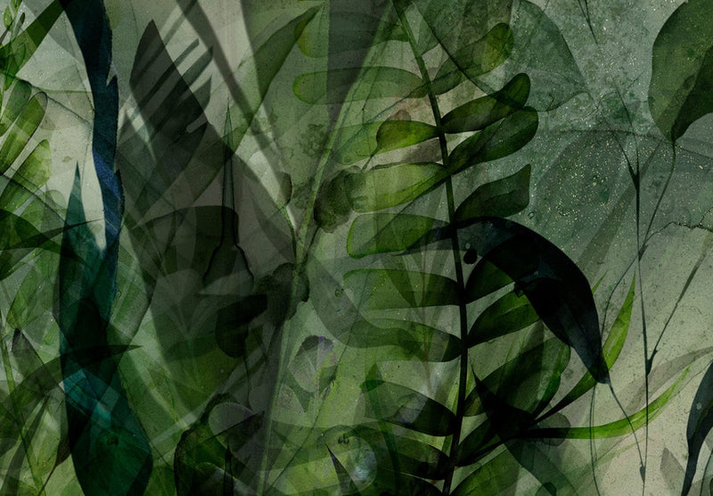 Room divider - Morning Dew - composition with leaves on green background, 150958, 135x172 cm ART