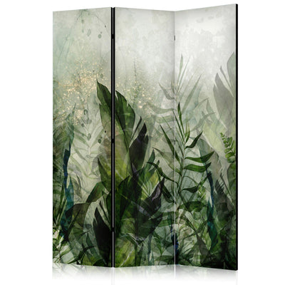 Room divider - Morning Dew - composition with leaves on green background, 150958, 135x172 cm ART