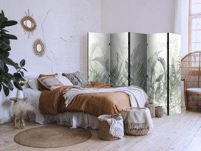 Room divider - Wild Meadow - Green leaves on white background, 150854, 225x172 cm ART