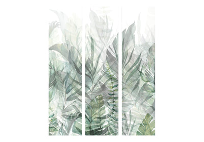 Room divider - Wild Meadow - Green leaves on white background, 150855, 135x172 cm ART