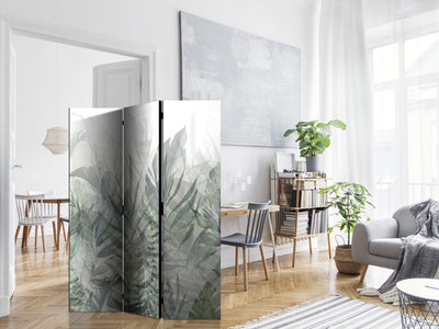 Room divider - Wild Meadow - Green leaves on white background, 150855, 135x172 cm ART