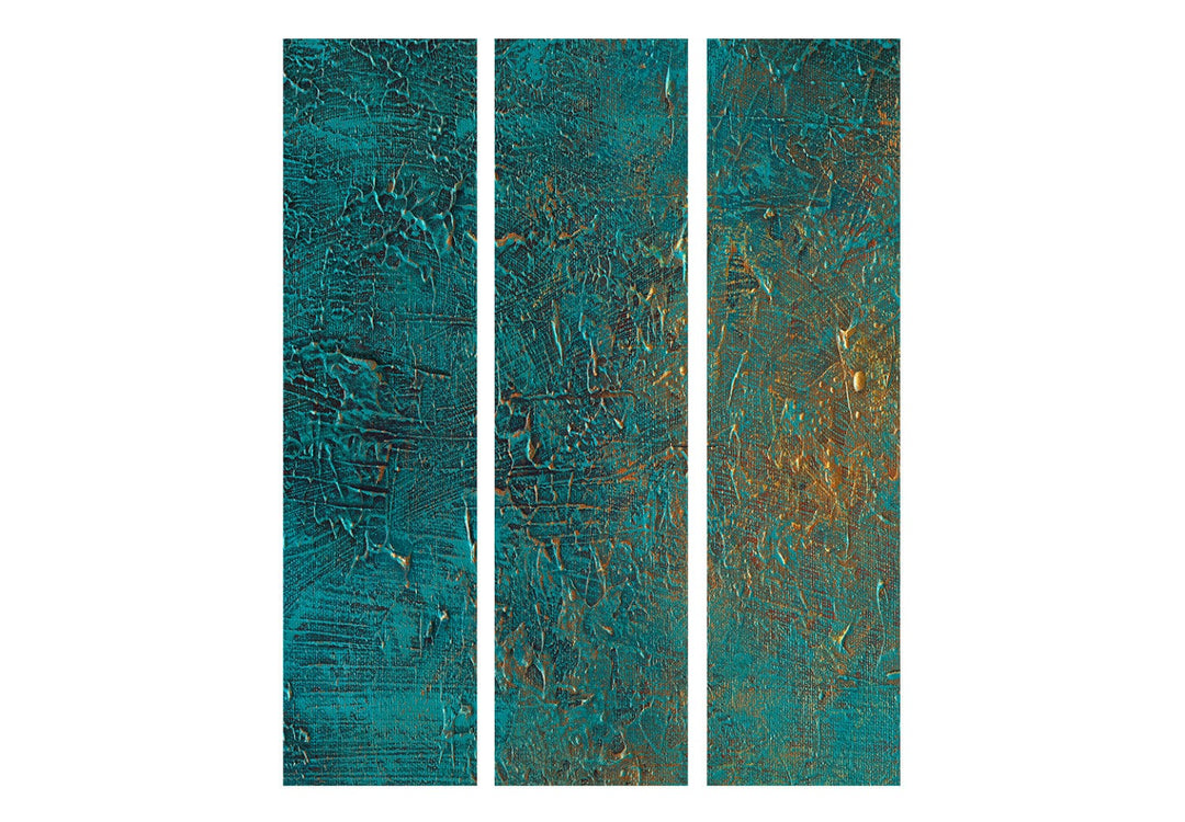 Aizslietnis - Tirkīza abstrakta tekstūra ar zelta akcentu, 135x172 cm ART