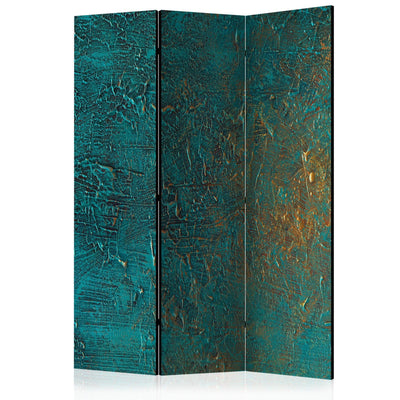 Room divider - Turquoise abstract texture with gold accent, 133628, 135x172 cm ART