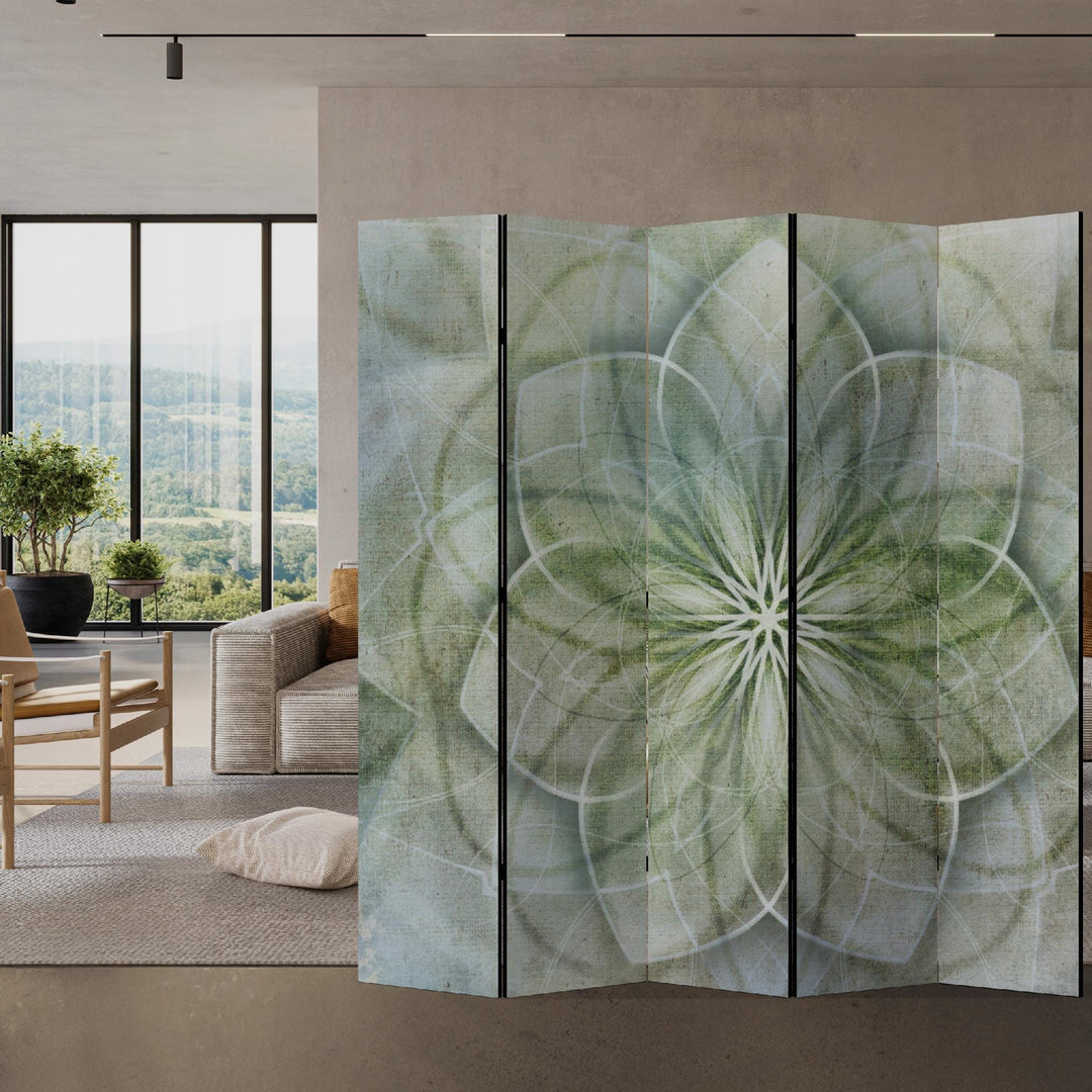 Aizslietnis, vienpusējs istabas sadalītājs, 225x172, Zaļganā mandala (Maigos zaļos toņos) L-ART