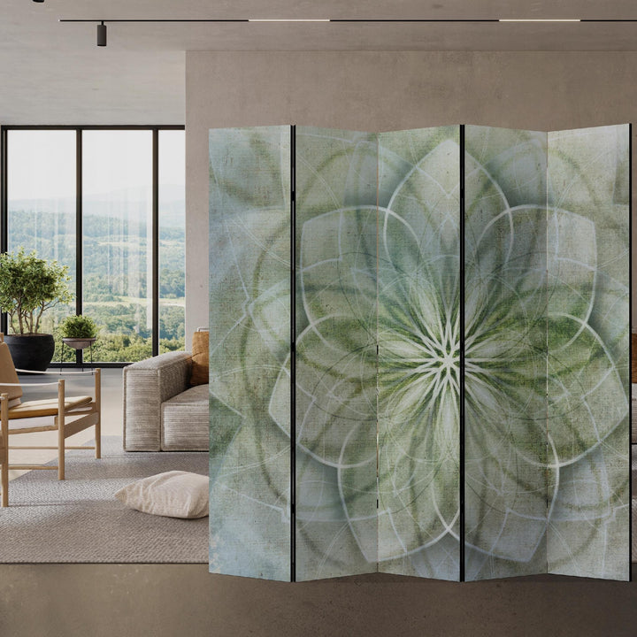 Aizslietnis, vienpusējs istabas sadalītājs, 225x172, Zaļganā mandala (Maigos zaļos toņos) L-ART