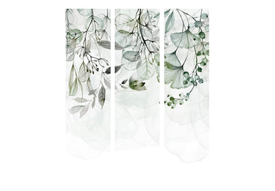 Aizslietnis - Zaļās lapas un ziedi uz gaiša fona, 150857, 135x172 cm ART