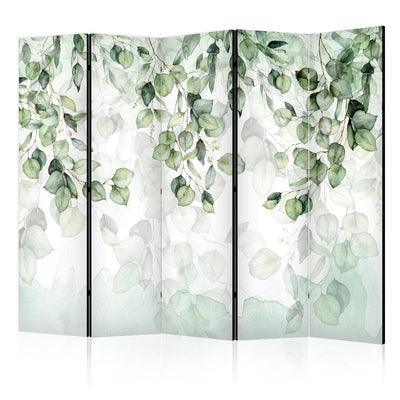 Room divider - Green leaves on white background - watercolour, 150860, 225x172 cm ART
