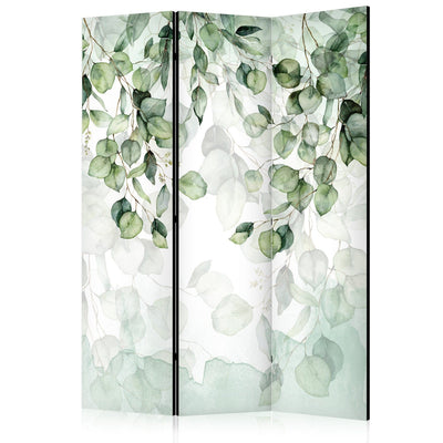 Ширма - Зеленые листья на белом фоне - акварель, 150861, 135x172 см АРТ