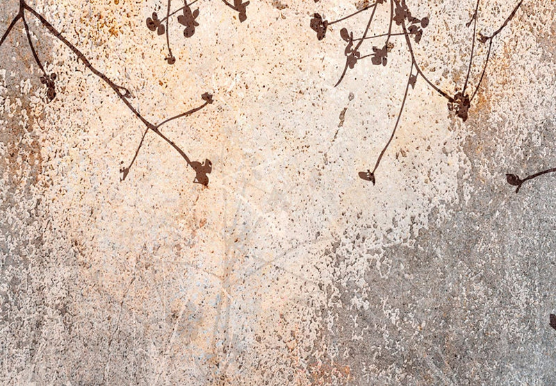 Vahesein, ruumi eraldaja - oksad lilledega hallil taustal, 151411, 135x172 cm KUNST