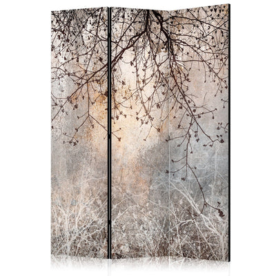 Room divider - twigs with flowers on grey background, 151411, 135x172 cm ART