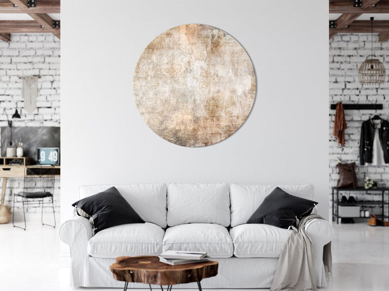 Round canva - Abstract painting in soft brown tones, 151471 G-ART