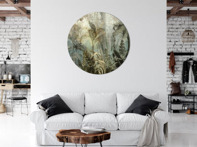 Round canva - with tropical jungle in dark green shades, 151512 G-ART