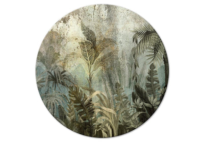 Round canva - with tropical jungle in dark green shades, 151512 G-ART