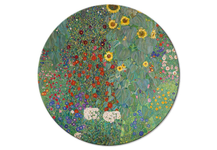 Apaļa glezna ar ziediem - Dārzs ar saulespuķēm, Gustavs Klimts, 148748 G-ART