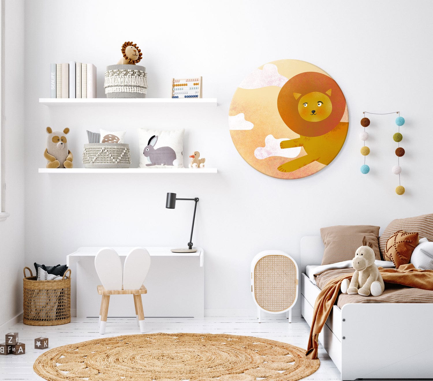 Apaļa glezna bērnistabai (Deluxe) - Lauvas prieks - 148655 G-ART