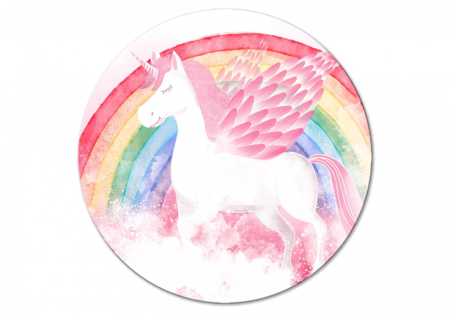 Glezna bērnistabai - Vienradzis un varavīksne uz rozā fona, 148684 G-ART