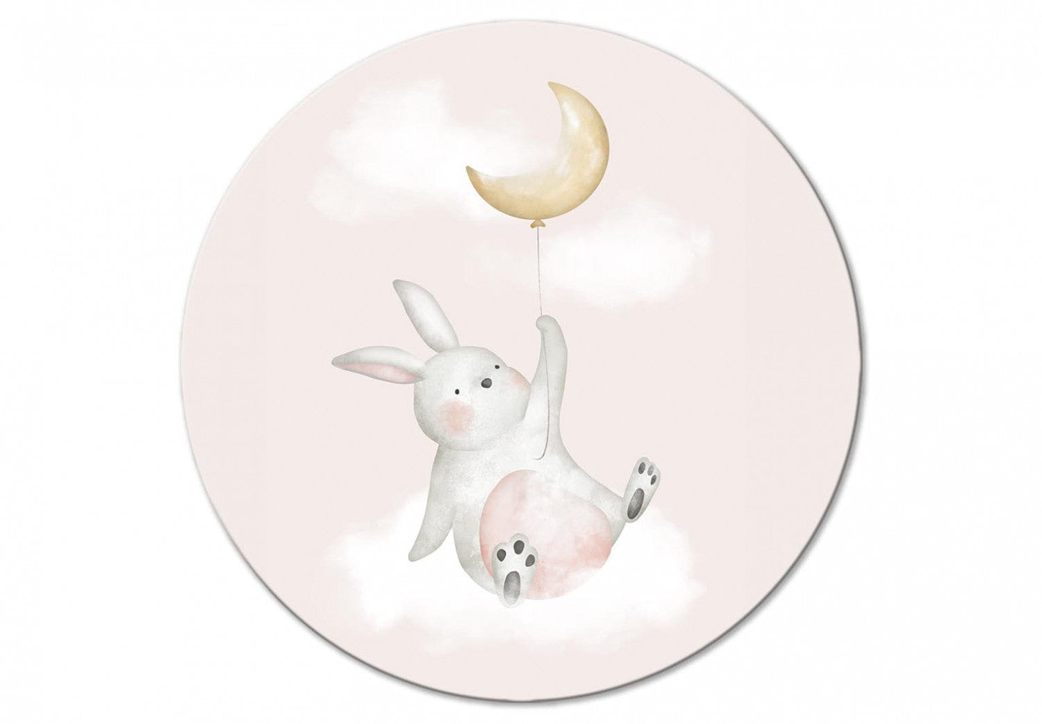 Apaļa glezna bērnistabai (Deluxe) - Zaķis uz mākoņa - 148652 G-ART