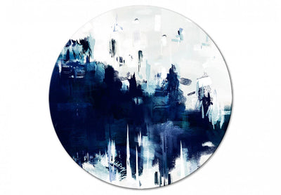 Apaļa kanva (Deluxe) - Abstrakcija ar tumši zilām svītrām, 148739 G-ART