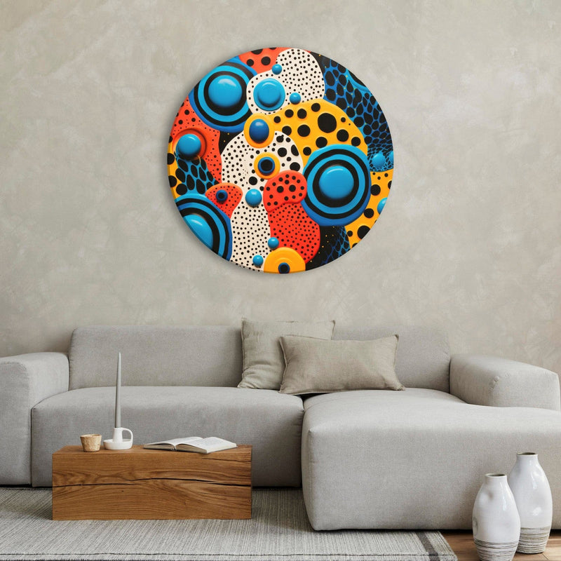 Round canva (Deluxe) - abstract composition in strong colours, 151604 G-ART