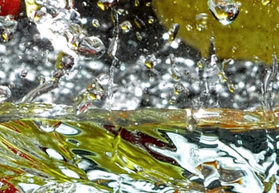 Round painting - a photo of fruits falling in the water on a black background G -art