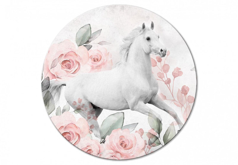 Apaļa kanva (Deluxe) - Baltais zirgs, 148679 G-ART