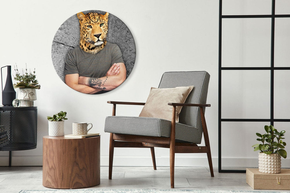 Apaļa glezna (Deluxe) - Cilvēks leopards - 148756 G-ART