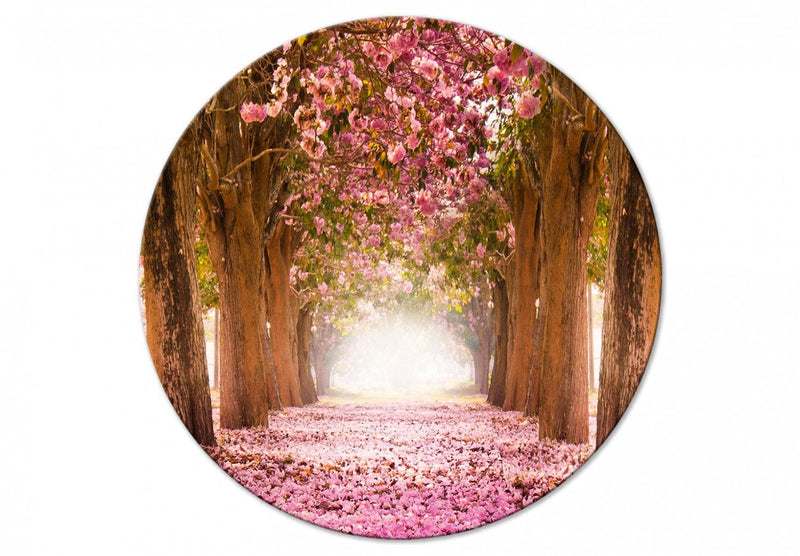 Apaļa Glezna (Deluxe) - Koki ar rozā lapām saules gaismā, 148631 Tapetenshop.lv